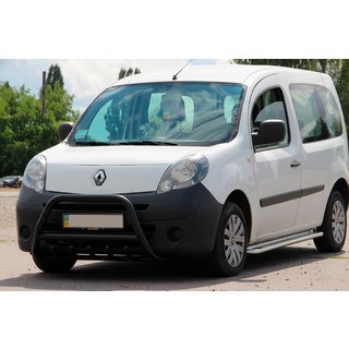 Передний силовой бампер WT003 Черный Нержавейка Renault Kangoo 2008–2020 гг. фото 2