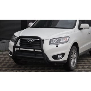 Кенгурятник WT018 Black (нерж.) Hyundai Santa Fe 2 2006-2012 гг. фото 1