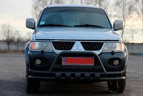 Mitsubishi Pajero Sport 1996-2007 гг. Передняя защита ST015WT Black (нерж) фото 2