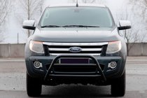 Ford Ranger 2011–2022 гг. Передняя защита WT022 Black (нерж.) фото 1