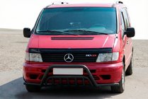 Mercedes Vito W638 1996-2003 гг. Кенгурятник с усами WT002 Plus Black (нерж.) фото 1