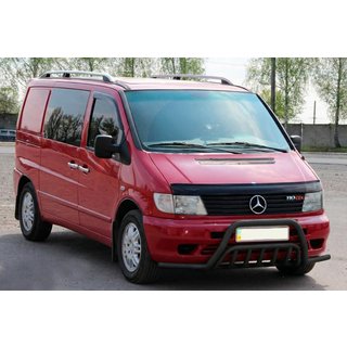 Кенгурятник с усами WT002 Plus Black (нерж.) Mercedes Vito W638 1996-2003 гг. фото 2