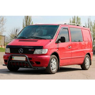 Кенгурятник с усами WT002 Plus Black (нерж.) Mercedes Vito W638 1996-2003 гг. фото 3
