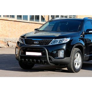 Кенгурятник WT021 Black (нерж.) Kia Sorento II XM 2009-2014 гг. фото 1
