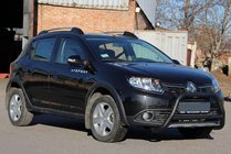 Renault Sandero 2013-2022 гг. Передняя дуга WT006 Black (нерж.) фото 5