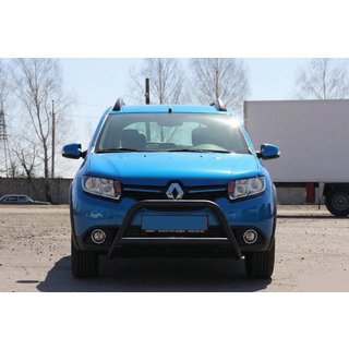 Передняя дуга WT006 Black (нерж.) Renault Sandero 2013-2022 гг. фото 1