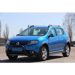 Передняя дуга WT006 Black (нерж.) Renault Sandero 2013-2022 гг. фото 4