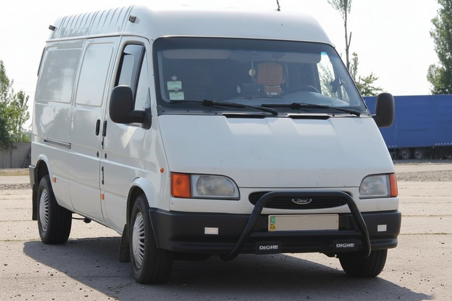 Ford Transit 1991-2000 гг. Кенгурятник WT006 Black (нерж) Image