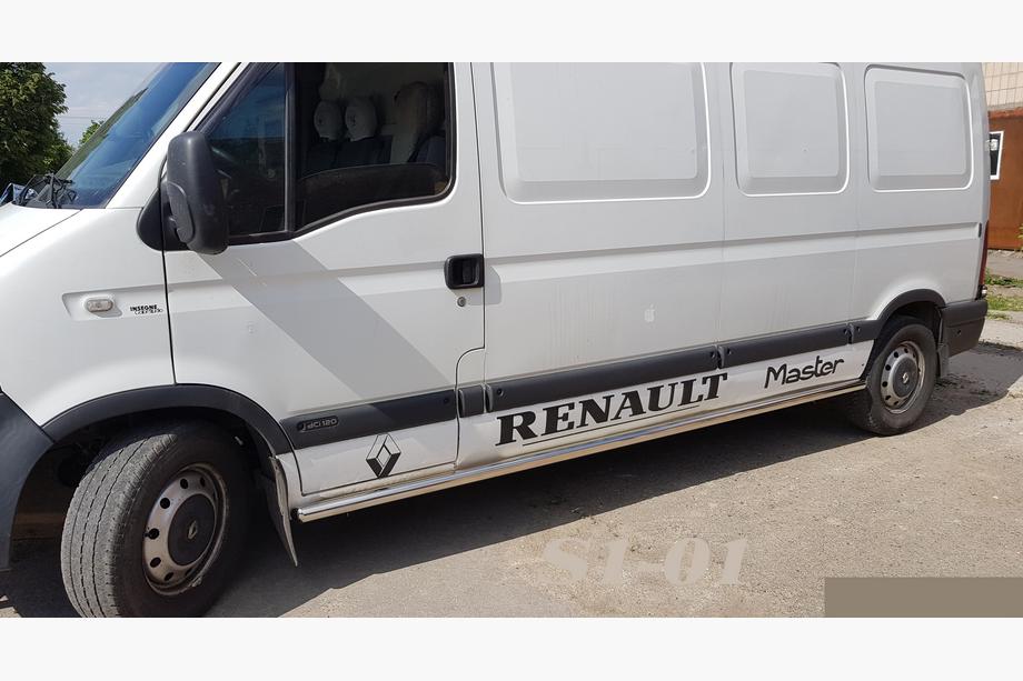 Renault Master 1998-2010 гг. Боковые трубы (2 шт., нержавейка) Средняя База Image