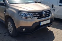Dacia Duster 2018-2024 гг. Передняя защита WT008 Black (нерж.) фото 4