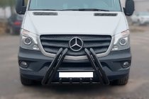 Mercedes Sprinter W906 2006–2018 гг. Кенгурятник F1-01 Black (2013-2018, нерж.) фото 2