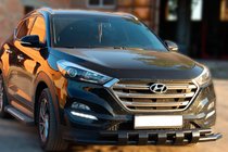 Hyundai Tucson TL 2016-2021 гг. Передняя защита Shark Black (нерж) фото 1