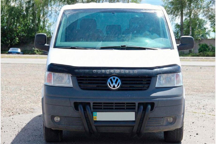 Volkswagen T5 Transporter 2003-2010 гг. Кенгурятник ST006-03 ноздри Black (нерж) Фото 7