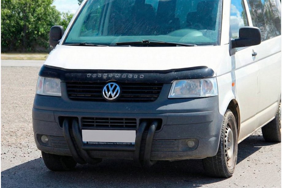 Volkswagen T5 Transporter 2003-2010 гг. Кенгурятник ST006-03 ноздри Black (нерж) Фото 6