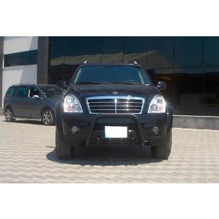 Кенгурятник QT006 Black (нерж) SsangYong Rexton I 2001-2017 гг. фото 4