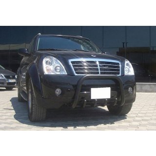 Кенгурятник QT006 Black (нерж) SsangYong Rexton I 2001-2017 гг. фото 3