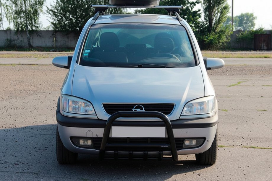 Opel Zafira A 1998-2005 гг. Кенгурятник QT006 Black (нерж) Image