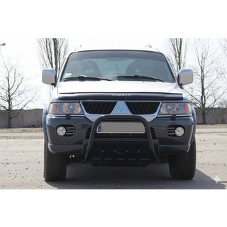 Кенгурятник QT006 Black (нерж) Mitsubishi Pajero Sport 1996-2007 гг. фото 1