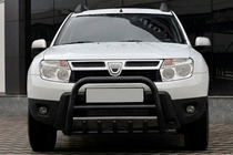 Renault Duster 2008–2017 гг. Кенгурятник без надписи QT006 Black (нерж.) фото 1