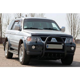 Кенгурятник QT007 Black (нерж) Mitsubishi Pajero Sport 1996-2007 гг. фото 2