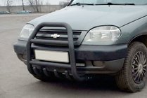 Chevrolet Niva 1998-2020 гг. Кенгурятник QT007 Black (нерж) фото 4