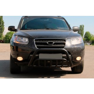 Кенгурятник WT002 Black (нерж.) Hyundai Santa Fe 2 2006-2012 гг. фото 2