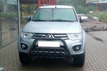 Mitsubishi Pajero Sport 2008-2015 гг. Передняя защита WT002 Black (нерж.) фото 1