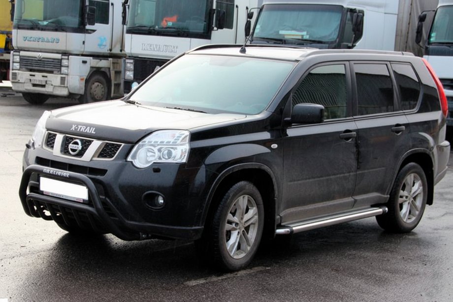 Nissan X-trail T31 2007-2014 гг. Передняя защита WT002 Black (нерж) Фото 3