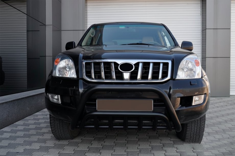 Toyota Land Cruiser Prado 120 2002-2009 гг. Кенгурятник низкий WT002 Black (нерж) Фото 2