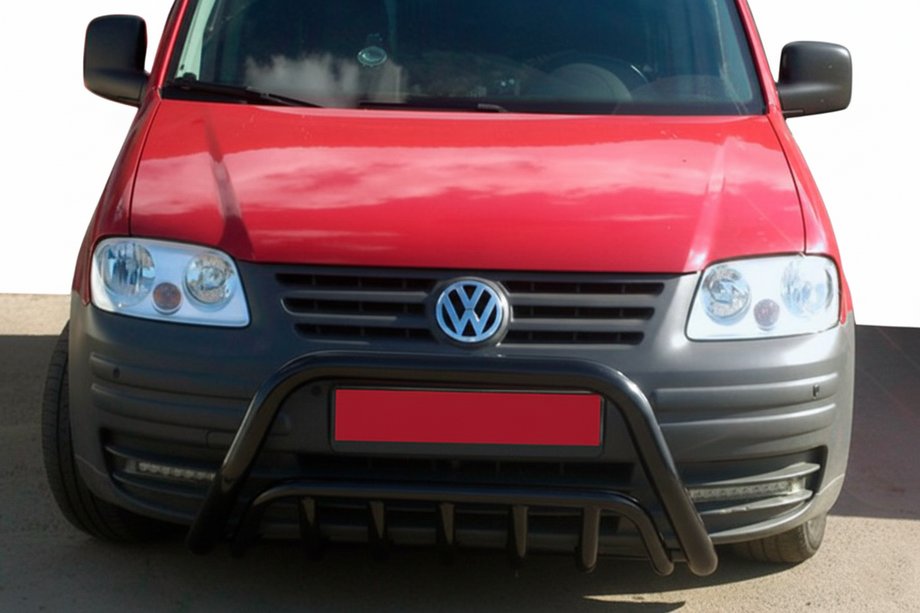 Volkswagen Caddy 2010-2015 гг. Кенгурятник WT002 Black (диаметр 60 мм, нерж) Image
