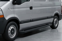Opel Movano 2004-2010 гг. Боковые Подножки Allmond Black (2 шт., Алюминий) фото 1