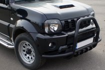 Suzuki Jimny 1998-2018 гг. Кенгурятник QT007-Exclusive Black (с надписью, нерж.) фото 4
