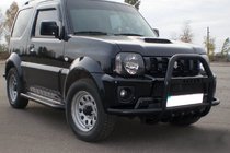 Suzuki Jimny 1998-2018 гг. Кенгурятник QT007-Exclusive Black (с надписью, нерж.) фото 5