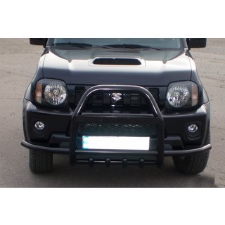 Кенгурятник QT007-Exclusive Black (с надписью, нерж.) Suzuki Jimny 1998-2018 гг. фото 3