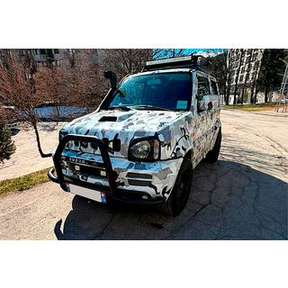 Кенгурятник QT007-Exclusive Black (с надписью, нерж.) Suzuki Jimny 1998-2018 гг. фото 1