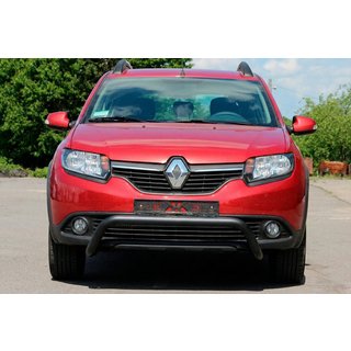 Передняя дуга WT007 Black (нерж.) Renault Sandero 2013-2022 гг. фото 1