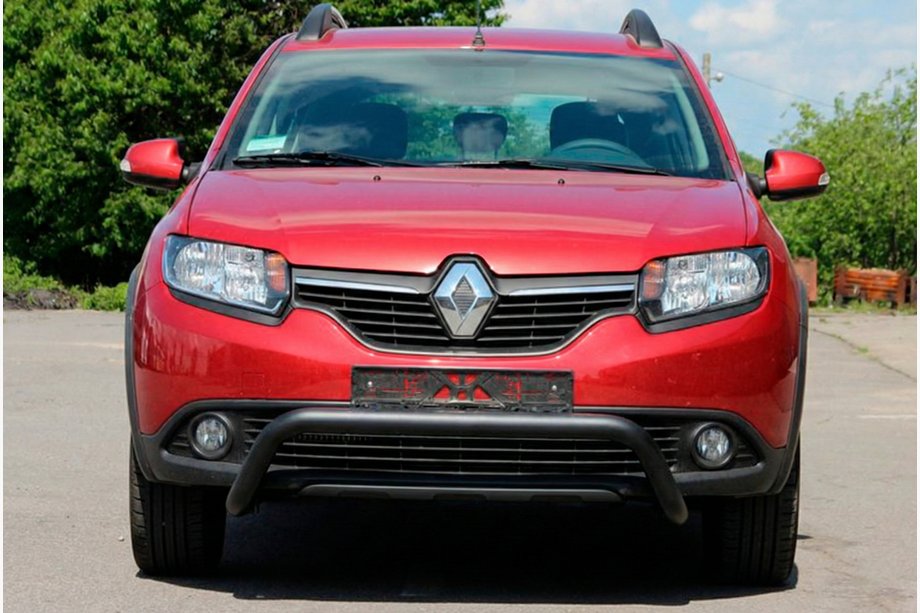 Renault Sandero 2013-2022 гг. Передняя дуга WT007 Black (нерж.) Image