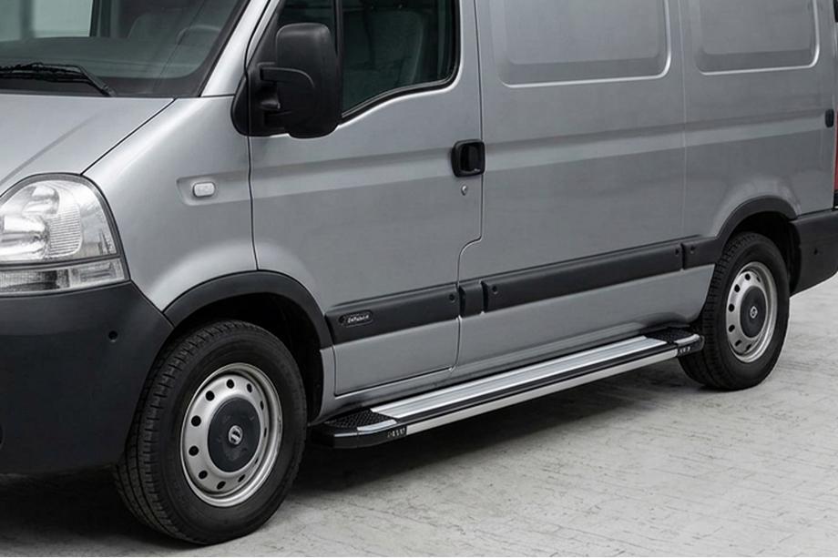 Opel Movano 2004-2010 гг. Боковые Подножки Rainbow (2 шт., Алюминий) Image