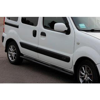 Боковые трубы Black (2 шт., нержавейка) Renault Kangoo 1998-2008 гг. фото 2
