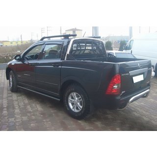 Боковые трубы Black (2 шт., нержавейка) SsangYong Action 2005-2018 гг. фото 2