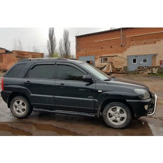 Боковые трубы Black (2 шт., Нержавейка) Kia Sportage 2004-2010 гг. фото 4