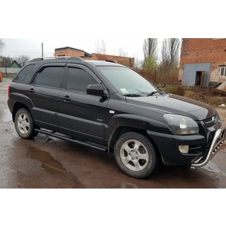 Боковые трубы Black (2 шт., Нержавейка) Kia Sportage 2004-2010 гг. фото 3
