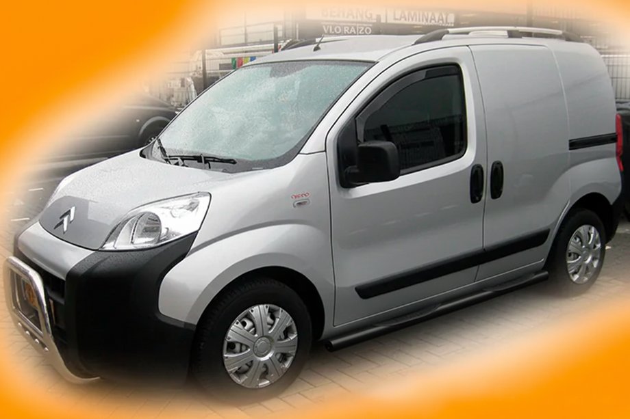 Fiat Fiorino/Qubo 2008-2024 гг. Боковые трубы Ø70 Черные (2 шт., Нержавейка) Фото 2