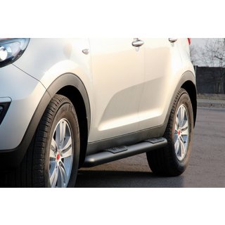 Боковые трубы Black (2 шт., нержавейка) Kia Sportage 2010-2015 гг. фото 1