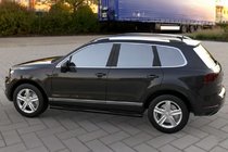 Volkswagen Touareg 2010-2018 гг. Боковые трубы Black (2 шт, нержавейка) фото 1