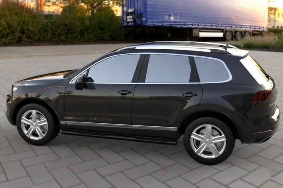 Volkswagen Touareg 2010-2018 гг. Боковые трубы Black (2 шт, нержавейка) Image
