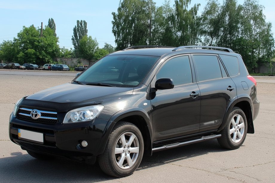 Toyota Rav 4 2006-2013 гг. Боковые трубы для стандартной базы Black (2 шт, нерж) Фото 3