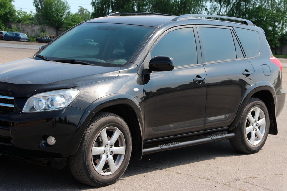 Toyota Rav 4 2006-2013 гг. Боковые трубы для стандартной базы Black (2 шт, нерж) Фото 2