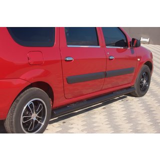 Боковые трубы Black (2 шт., нержавейка) Renault Logan MCV 2005-2013 гг. фото 2