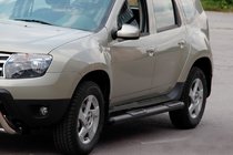 Renault Duster 2008–2017 гг. Боковые трубы с вставками Black (2 шт., нержавейка) фото 2
